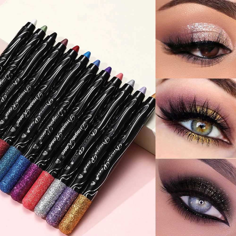 1Pc Metal Purple eye shadow Pencil Flash Silk Lining Pen Highlighter Long lasting Gold Blue Cream eye shadow Stick MakeupW241212