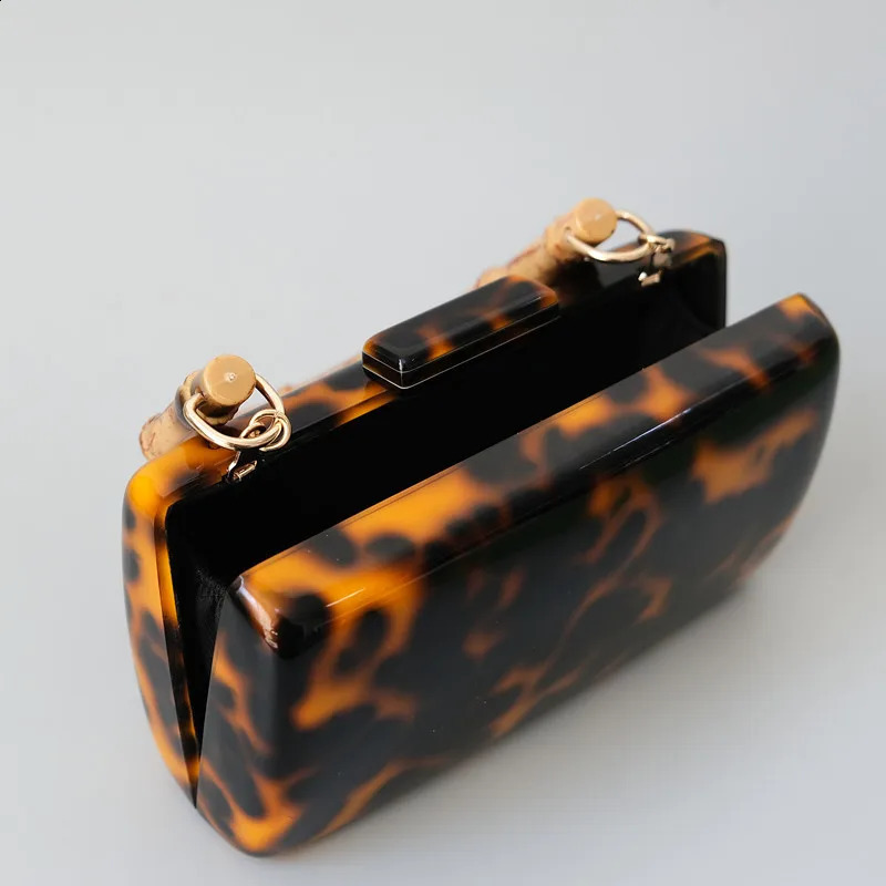 Fashion Bag Fashion Womens Handbag Leopard Acrylic Party Evening Bag Womens Amber Fashion Handbag Box Clutch Wallet 240816
