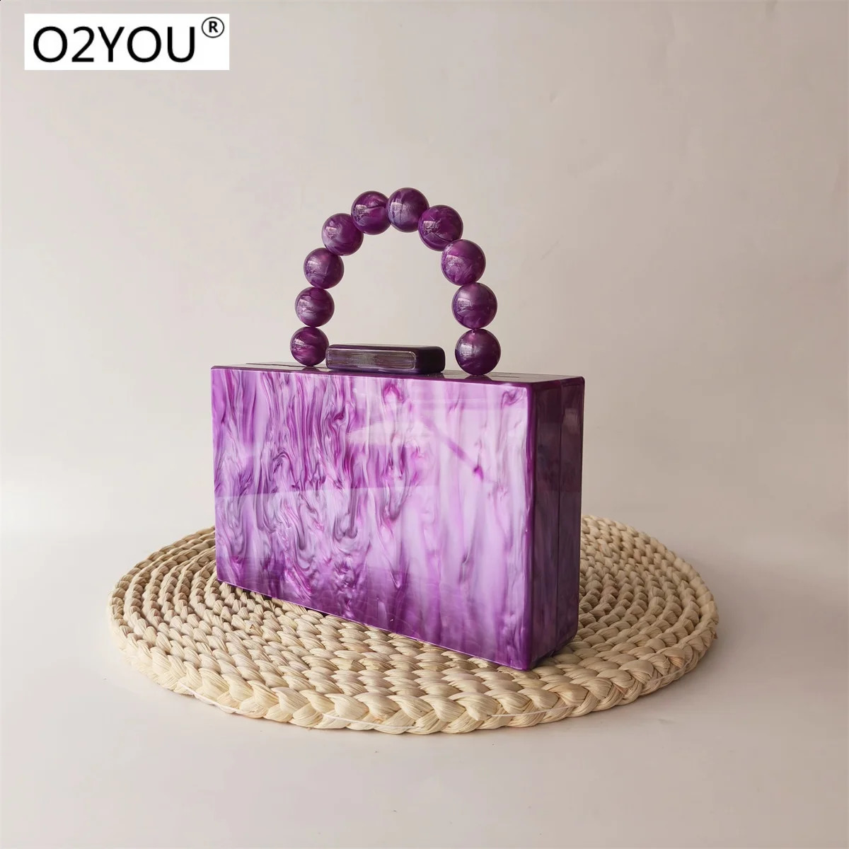 Lady Pearl Marble Blue Acrylic Box Clutches Evening Beaded Handle Bag Wedding Dinner Party Women Prom Purses Bridal Handbag 240816