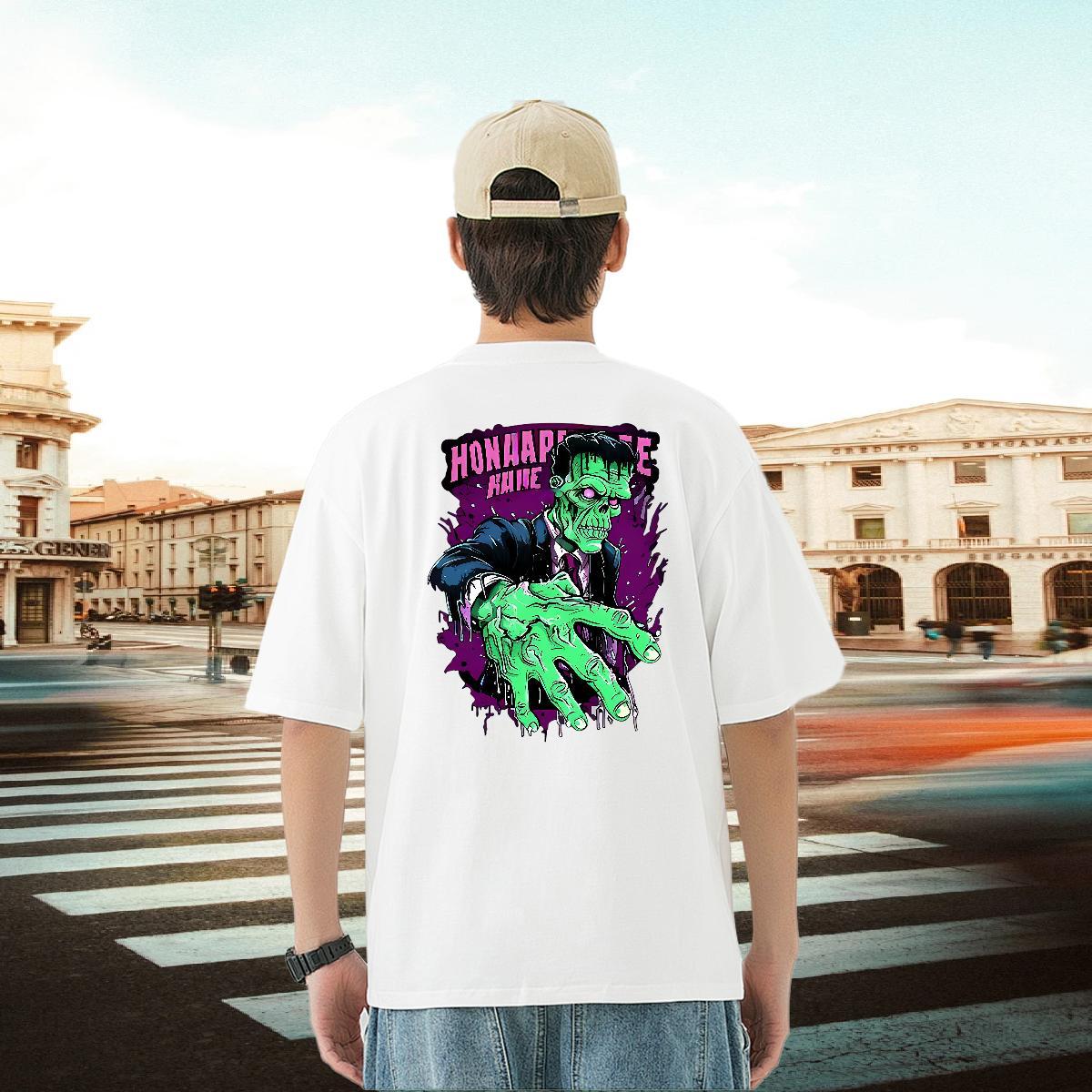 Classic T Shirts Men 230g Pure Cotton skull Sport Anime Print Breathable Crew Neck Mens Tshirts Fashion Designer Clothings