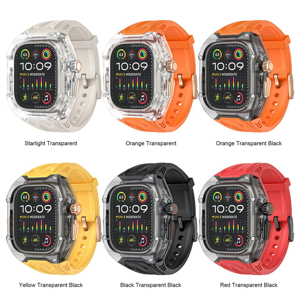 Transparent Case+TPU Strap Modification Kit for Apple Watch Ultra 2 49mm Band for IWatch Series 9 8 7 6 5 4 45mm 44mm Accessories