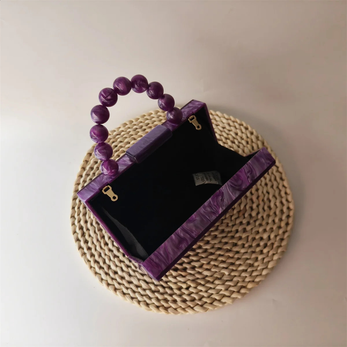 Lady Pearl Marble Blue Acrylic Box Clutches Evening Beaded Handle Bag Wedding Dinner Party Women Prom Purses Bridal Handbag 240816