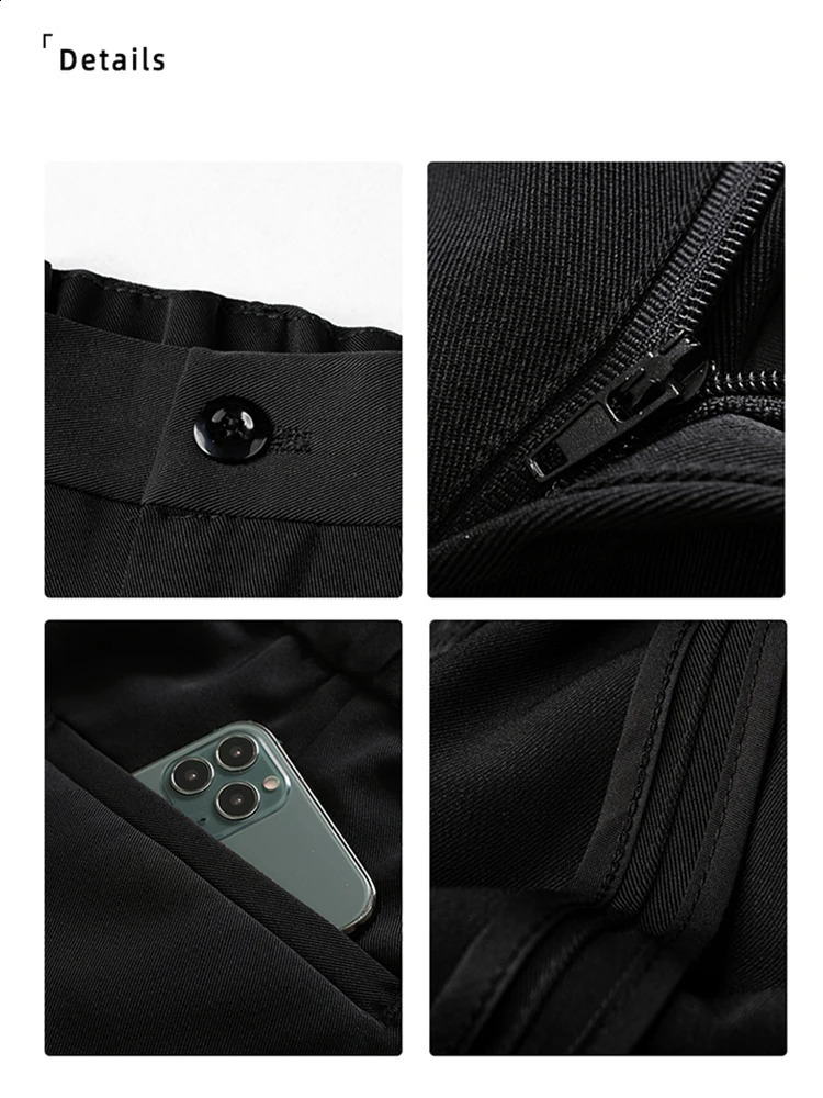 Spring and autumn casual pants mens Korean fashion elastic polyester loose straight half width set w240816