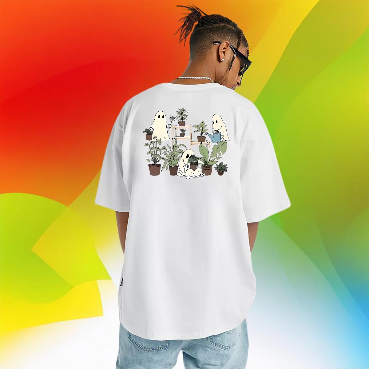 Loose T Shirts Men 230g 100% Cotton halloween Daily Outfit Cartoon Printing L-4XL Crew Neck Breathable Men Clothes T-Shirt Stylist Tops Tees