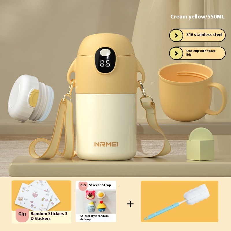 Children's insulated cup, specifically designed for girls in school, with high aesthetic value, cute baby straws, water kettle, portable water cu