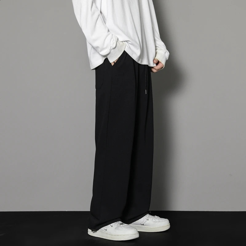 CAAYU Sweatpants Mens Straight Pants Large Size Male Loose Black Casual Pants Streetwear Sport Trousers Joggers Oversize Sports 240816CJ