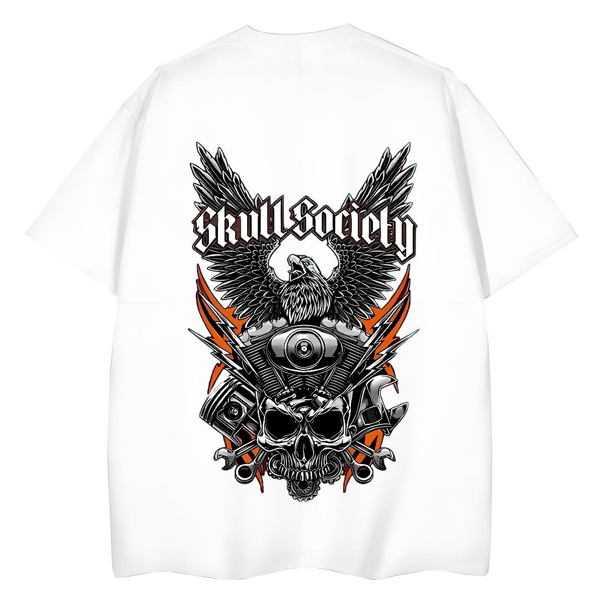 Classic Woman T Shirts 230g Cotton Comfortable Hip Hop Street skull Tshirt for Man Woman High quality Floral Print Top Shirts