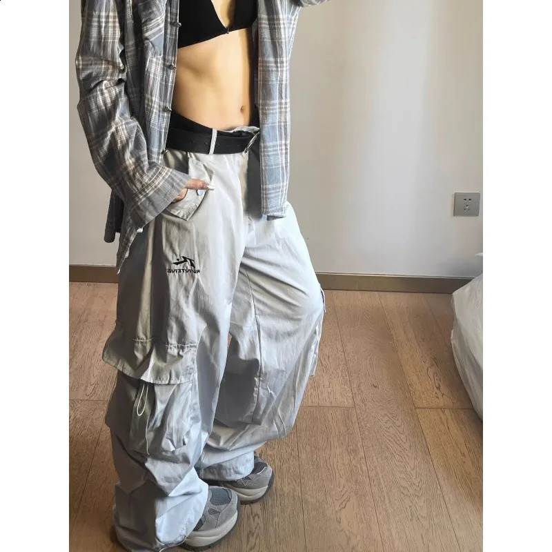 Deeptown Vintage Oversized Cargo Pants Women America Retro Casual Sports Baggy Trousers Korean Style Summer Thin Pantalones Z260314