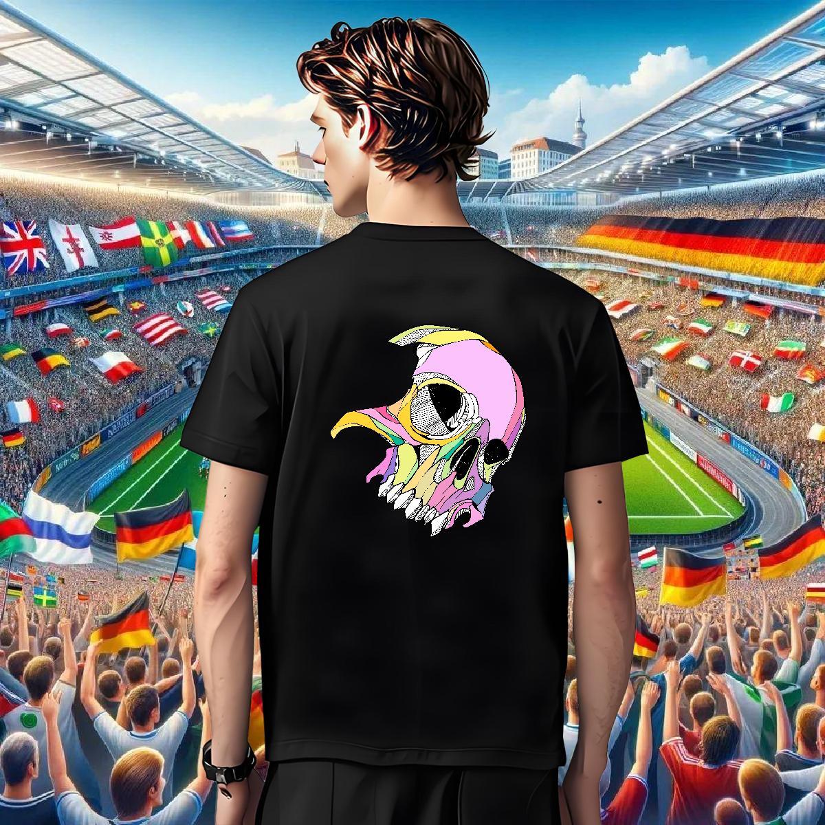 Comfortable Men T Shirts 230g Cotton skull Anime Printing Street Custom Anime Short Sleeve Soft Men Clothes T-Shirt 2024 Tshirts