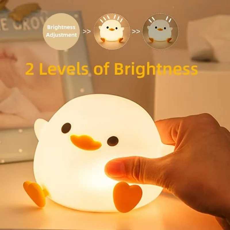 Cartoon Bean Duck Silicone Lamp LED DoD Duck Cute Night Light Kindergarten Night Light Rechargeable Desk Lamp W240816