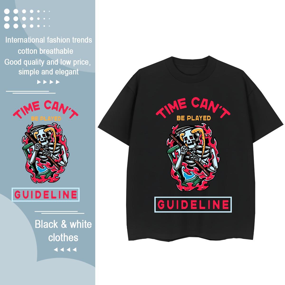 Free Shipping Men T Shirts 230g Cotton skull Street Plus Size Cartoon Short Sleeve O-Neck Couples T Shirts 2024 DIY Clothings