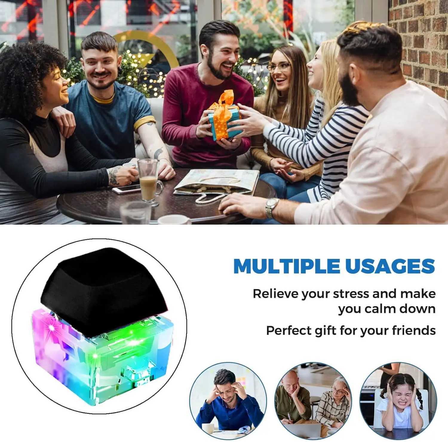 LED Keyboard Fidget Toys Keychain Keyboard Fidget Key Chain Decompression Toys Finger Button Clicker Stress Relief Gifts Y240817