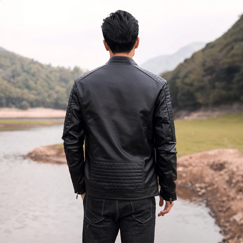 Mens fashion leather jacket street clothing mens mens leather jacket mens slim fit jacket outerwear casual bicycle jacket 240816