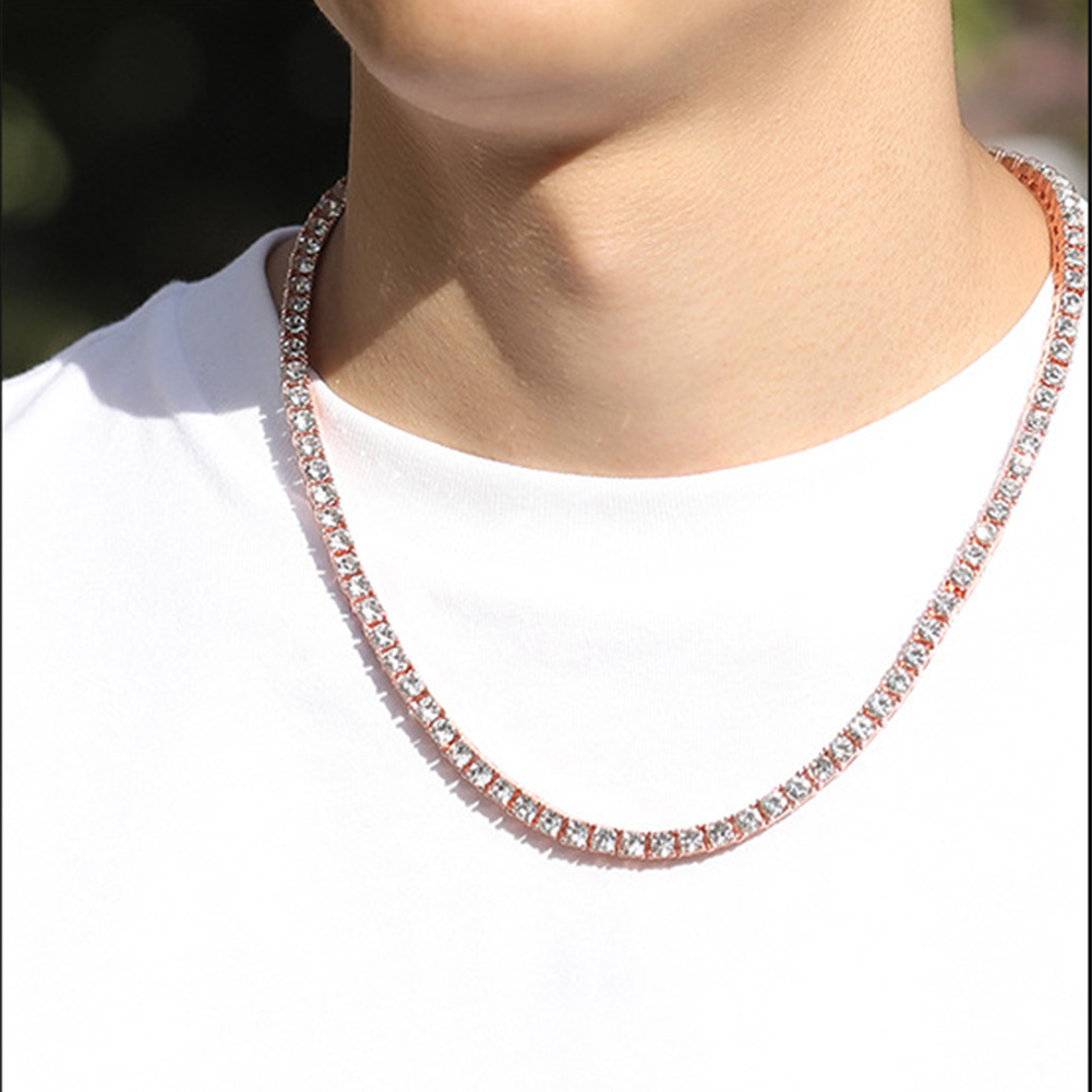 Hip Hop Men's CZ Diamond Ice Out Tennis Chain Necklace Bracelet Jewelry 3mm, 4mm, 5mm