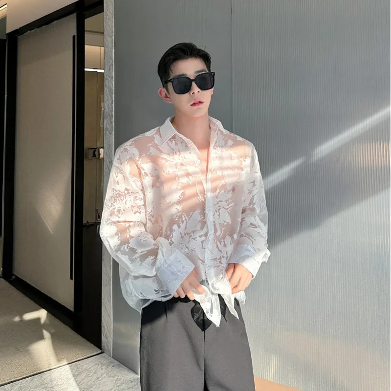 NOYMEI chiffon long sleeve shirt single breasted summer fashion korean style transparency top personality WA5114 240816