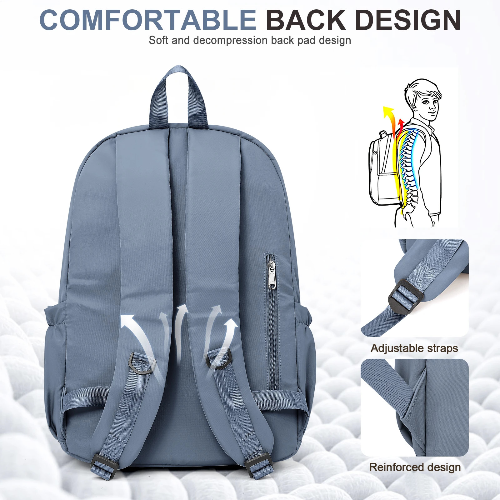 School bag preppy cute light large capacity simple backpack junior high school students college students commuting bag 240816
