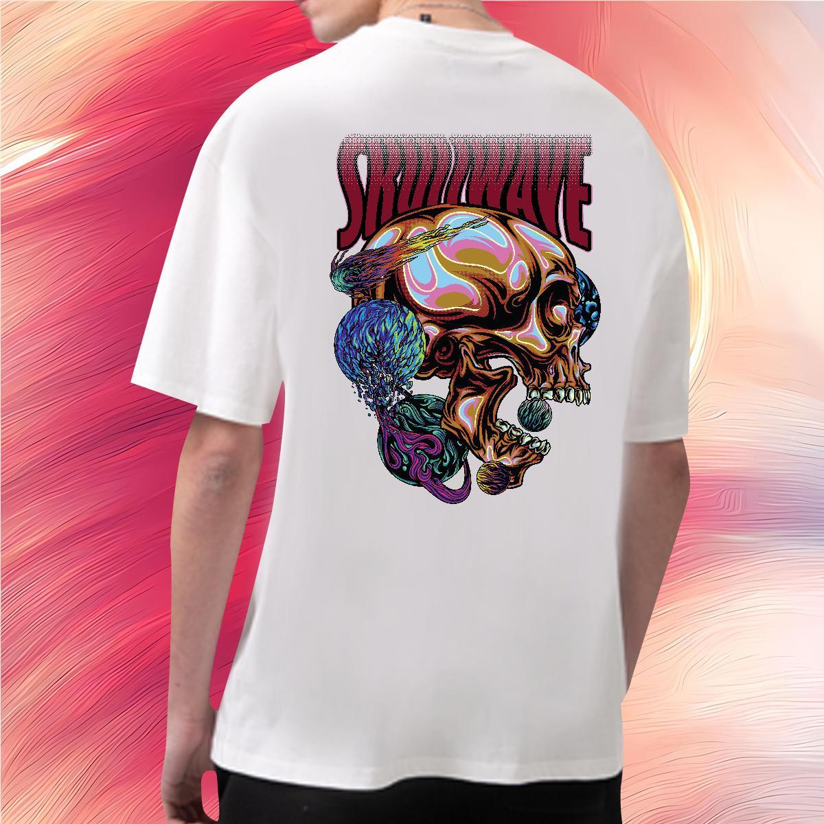 Popular Men T Shirts 230g 100% Cotton skull Casual Daily Wear DIY Anime Breathable Short Sleeve Men Tops Tees Fashion Casual Polos