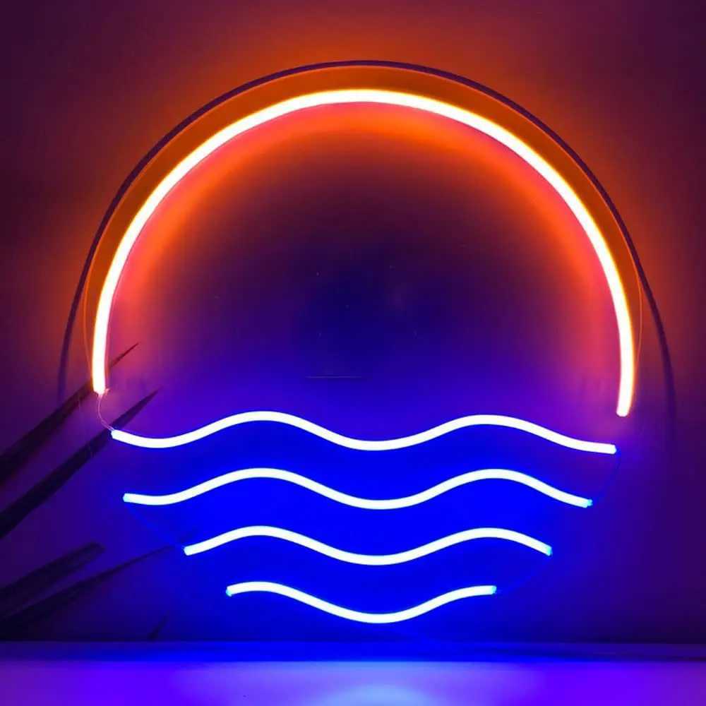 Tropical sunset and ocean LED neon signs - beautiful wall decorations for bedrooms living rooms and kitchens. Bright colors romantic mood B240817