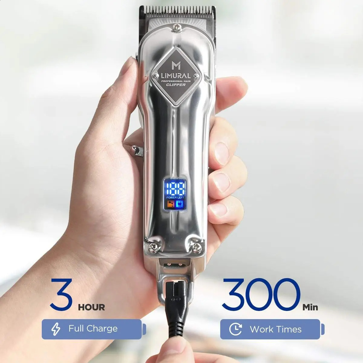 Limural Electric Hair Clippers for Men Professional Cordless Barber Rechargeable Beard Trimmer LED Display Kit 240813