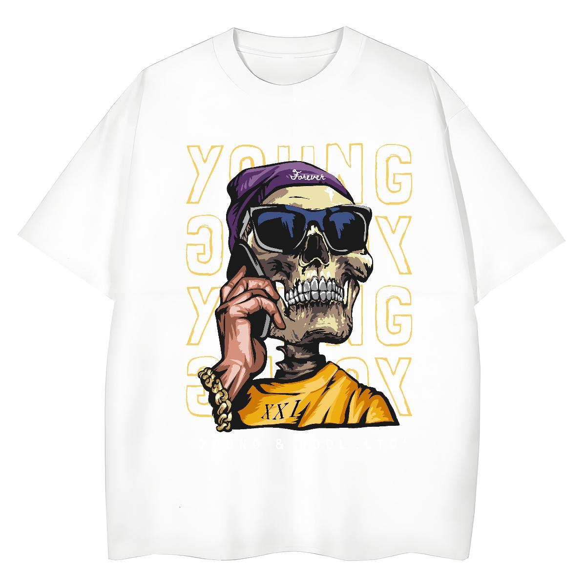 Fashion Woman T Shirts 230g 100% Cotton Crew Neck Street skull Womens Tshirts Soft Skull Clothes