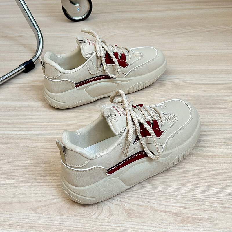 Ddmysports Little White Female Spring New Breathable Student Thick Sole Elevated Board Shoes Instagram Fashion Korean Casual Shoes Q OUTDOOR