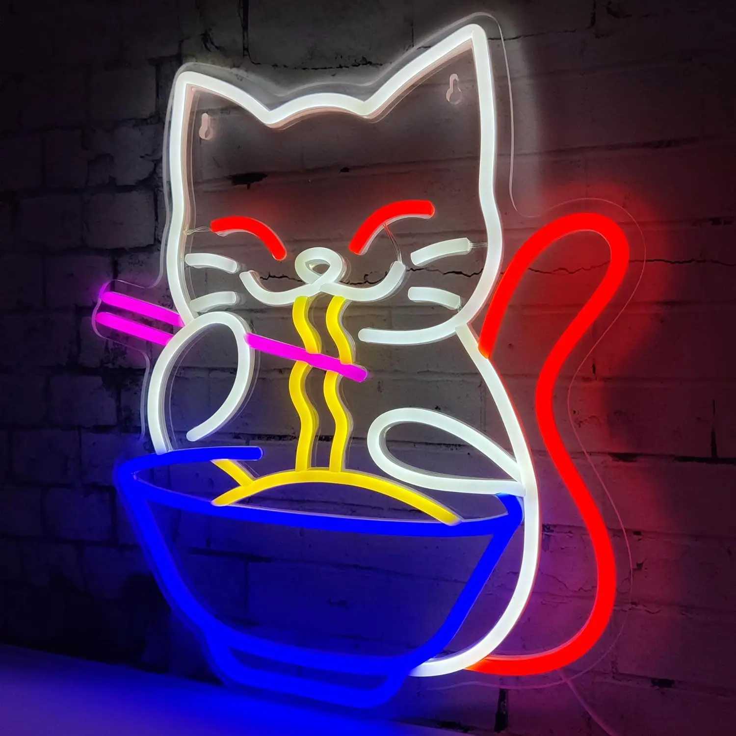 Lucky Cat Noodle LNeon Logo LED Neon Sign Illuminates Neon Sign Wall Decoration Home Bar Living Room Store Club Tavern B240817