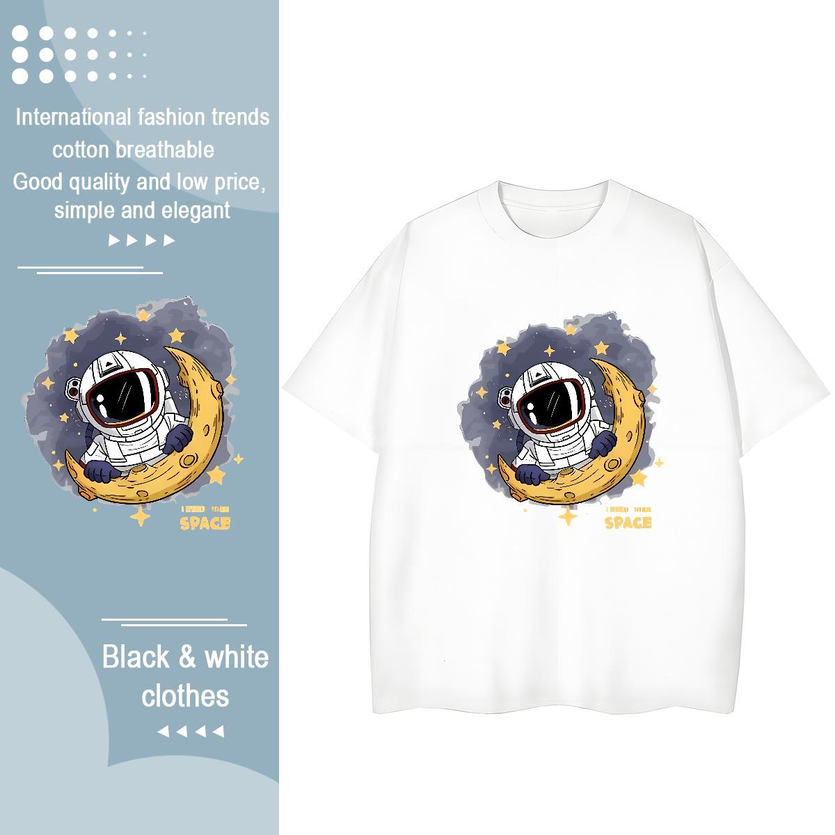 Custom T-Shirts for Women Breathable Crew Neck 230g 100% Cotton Womens Tshirts Skull spaceman Beach Lady Clothes Shirt