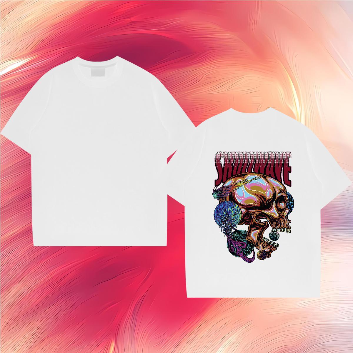 Popular Men T Shirts 230g 100% Cotton skull Casual Daily Wear DIY Anime Breathable Short Sleeve Men Tops Tees Fashion Casual Polos