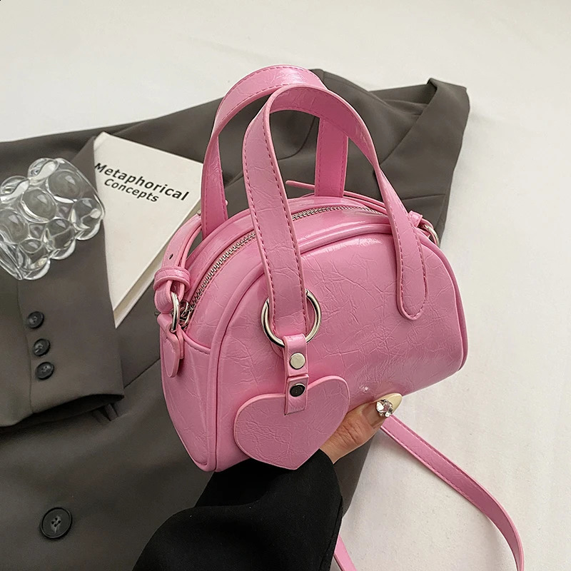 Silver Crossbody Bags With Short Handle For Women Y2K Mini Purse Purple PU Leather Female Handbags Classic Bag 240817