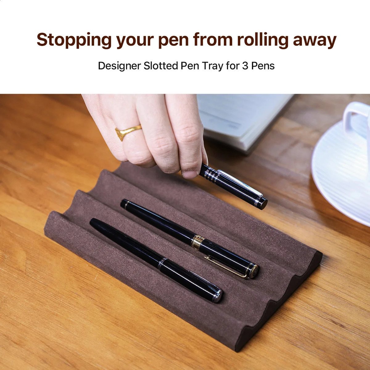 Contacts Family y Leather Pen Tray 123 Slots Pens Holder Display Stand Microfiber Desktop Organizer Home Office Use 240817