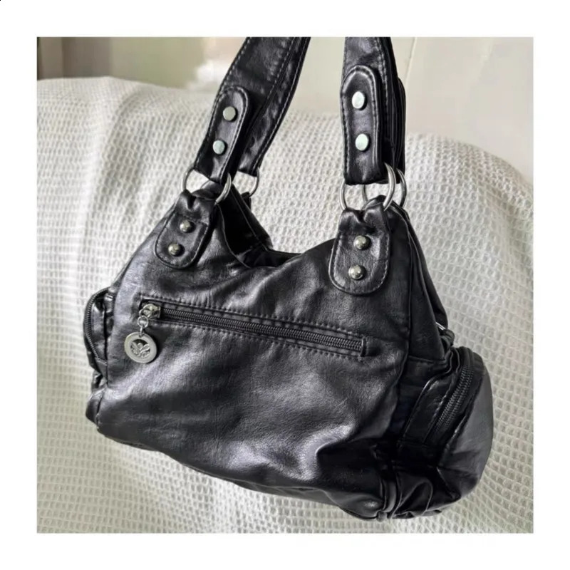 JIAERDI Retro Black Messenger Bag Purse Women Subculture Girls Butterfly Leather Y2k Handbag Female Vintage Crossbody Bags 240816