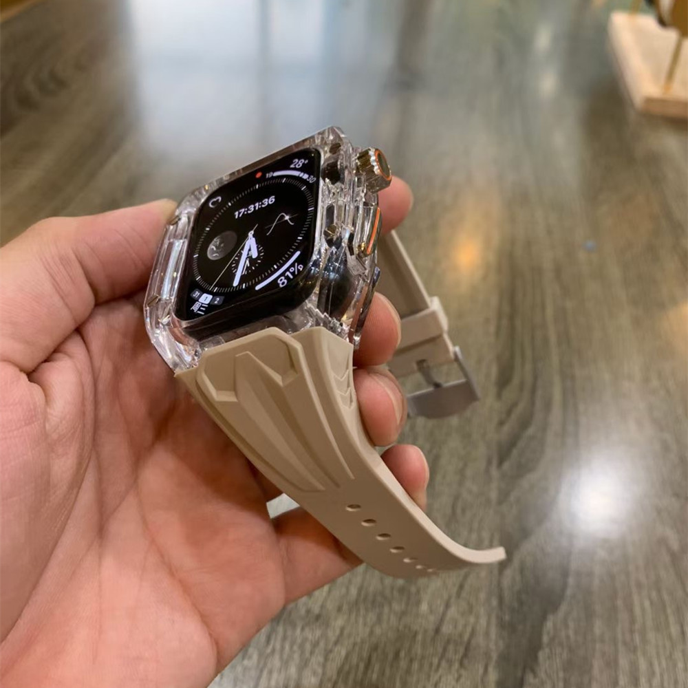 Transparent Case+TPU Strap Modification Kit for Apple Watch Ultra 2 49mm Band for IWatch Series 9 8 7 6 5 4 45mm 44mm Accessories