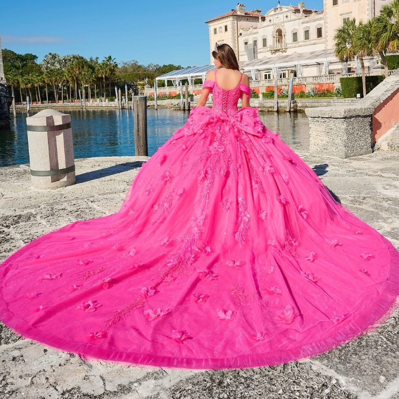Rose Red Quinceanera Dress Ball Gown Spaghetti Strap Appliques Lace Flower Beads Tull Vestidos De 15 Anos Sweet 16 Dress