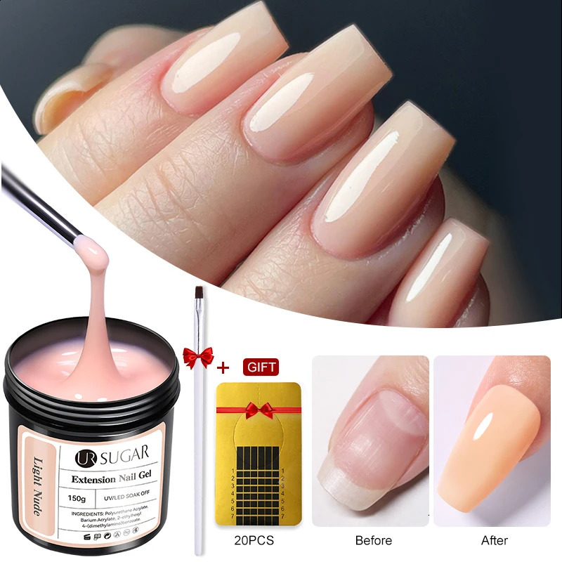 UR SUGAR 150g Extension Nail Gel Polish Peach Fuzz Jelly Nude Pink Clear Semi Permanent Acrylic Building UV Construction Gel 240816