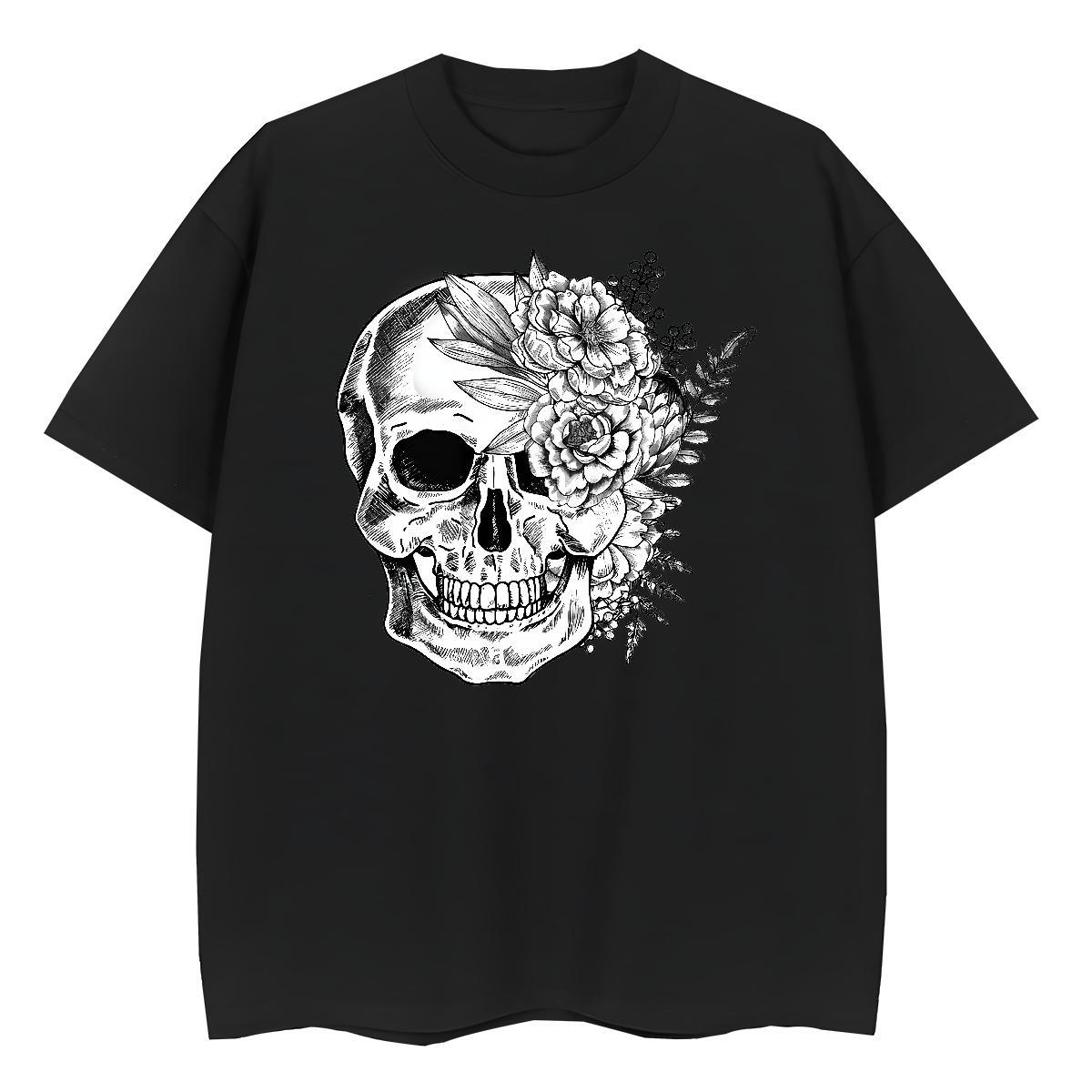 Free Shipping T Shirts Men 100% Cotton 230g flower Hip Hop DIY Printed Short Sleeve Soft Men Tees Wholesale Tees Shirts