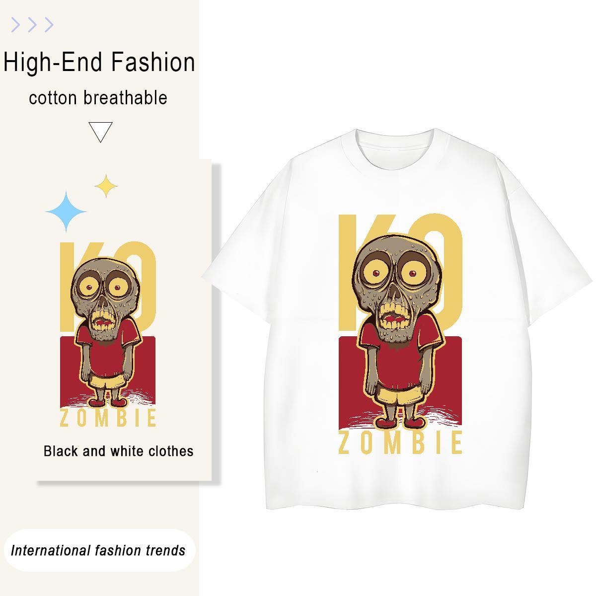 TOP Quality T-Shirts 100% Cotton 230g skull Street Wear Plus Size Cartoon O-Neck Short Sleeve Couples T Shirts New Top Tees