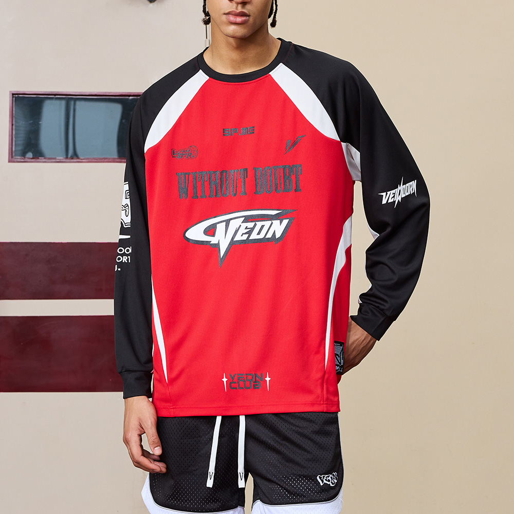 Men's Long Sleeve Graphic T-Shirt Crew Neck Moisture Wicking Quick Dry Breathable Basketball Training Jersey Outdoor Daily Clothing
