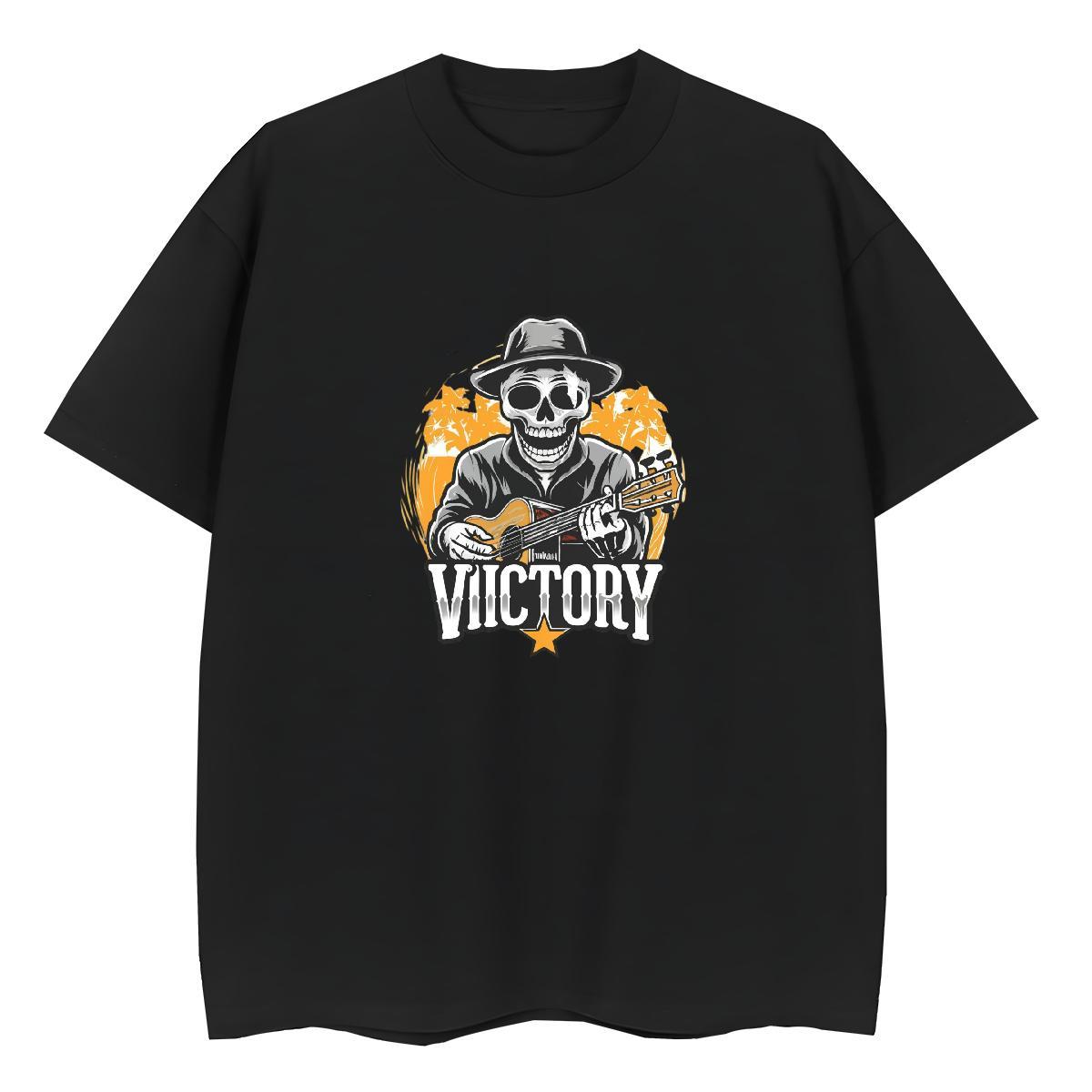 Loose Men T Shirts 100% Cotton 230g skull Hip Hop Customized Print Breathable Short Sleeve Tshirts Wholesale Tees Shirts