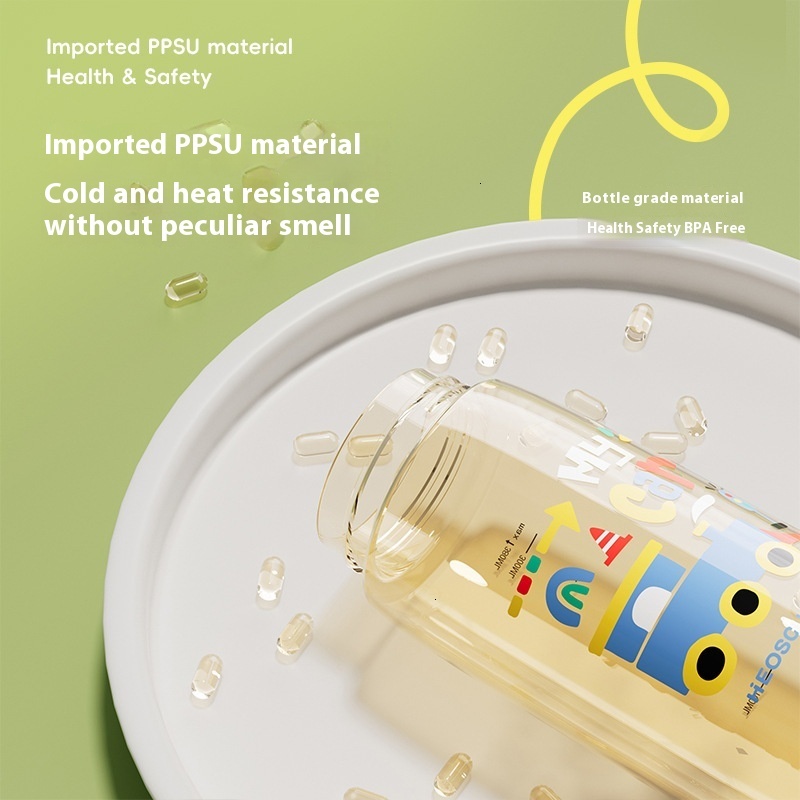 Safety First: Non-Toxic PPSU Baby Feeding Bottle with Built-in Straw - Perfect for On-the-Go Parents and Students