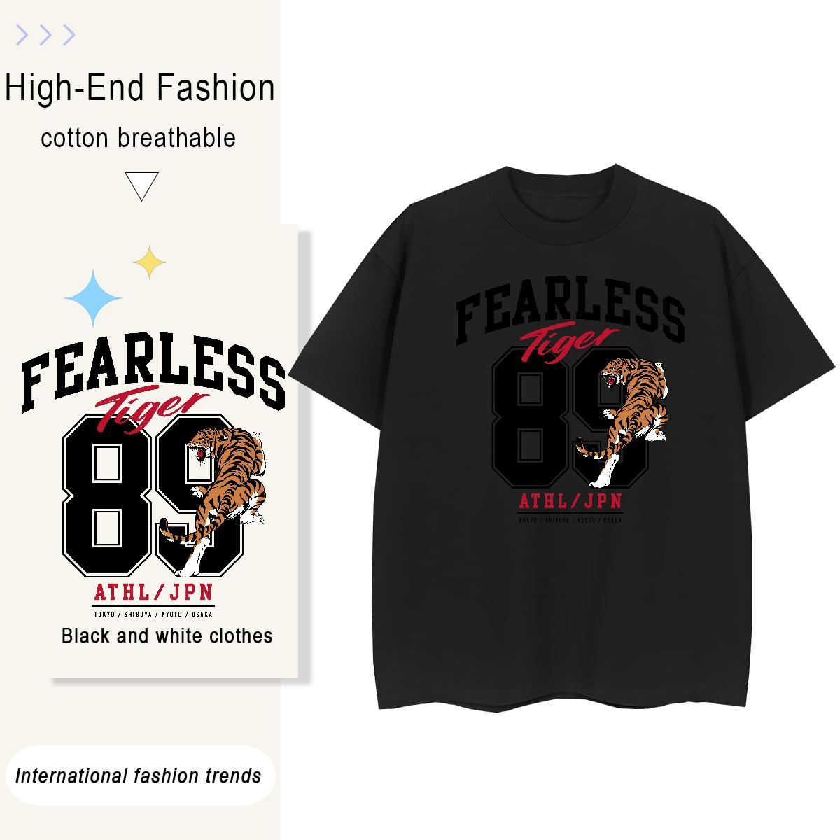 Classic Lady T shirt Sports Casual Breathable Short Sleeve Tops Soft 230g Pure Cotton tiger Customized T Shirts Women