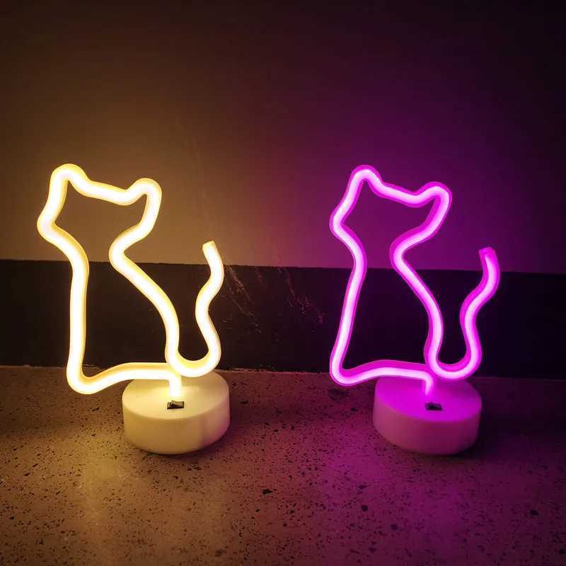 Cute cat LED neon lights holiday decorations glowing neon lights bedroom living room party home decor night lights B240817