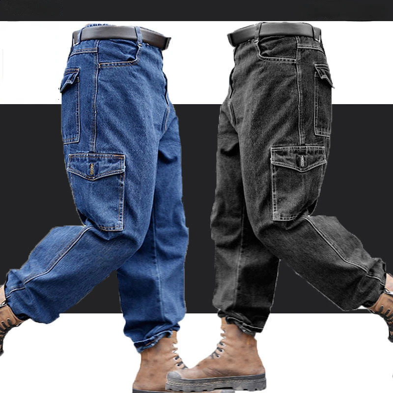 Mens clothing mens pants wearresistant and scalp resistant thick cotton work clothes denim multiple pockets 240816