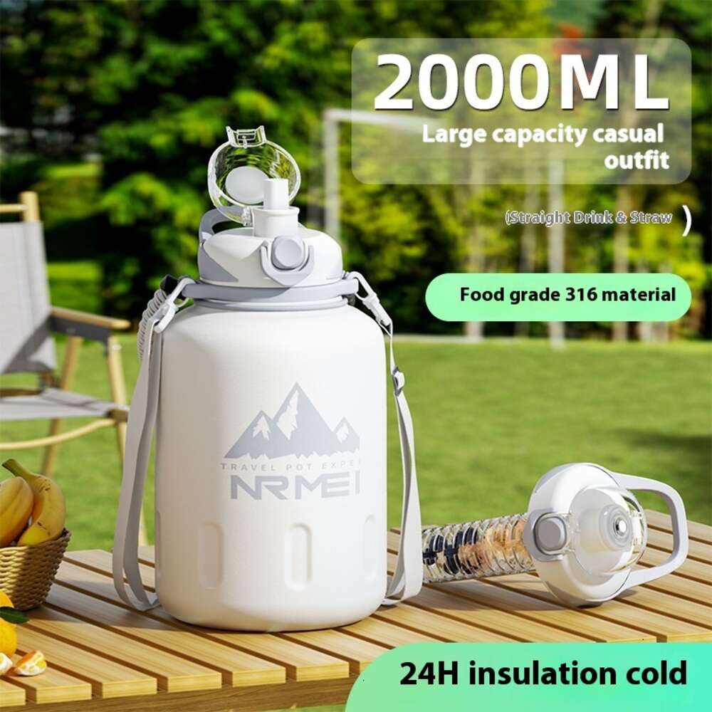 Stainless steel insulated cup, large capacity insulated cup, men's new model, ton bucket ton large belly sports kettle