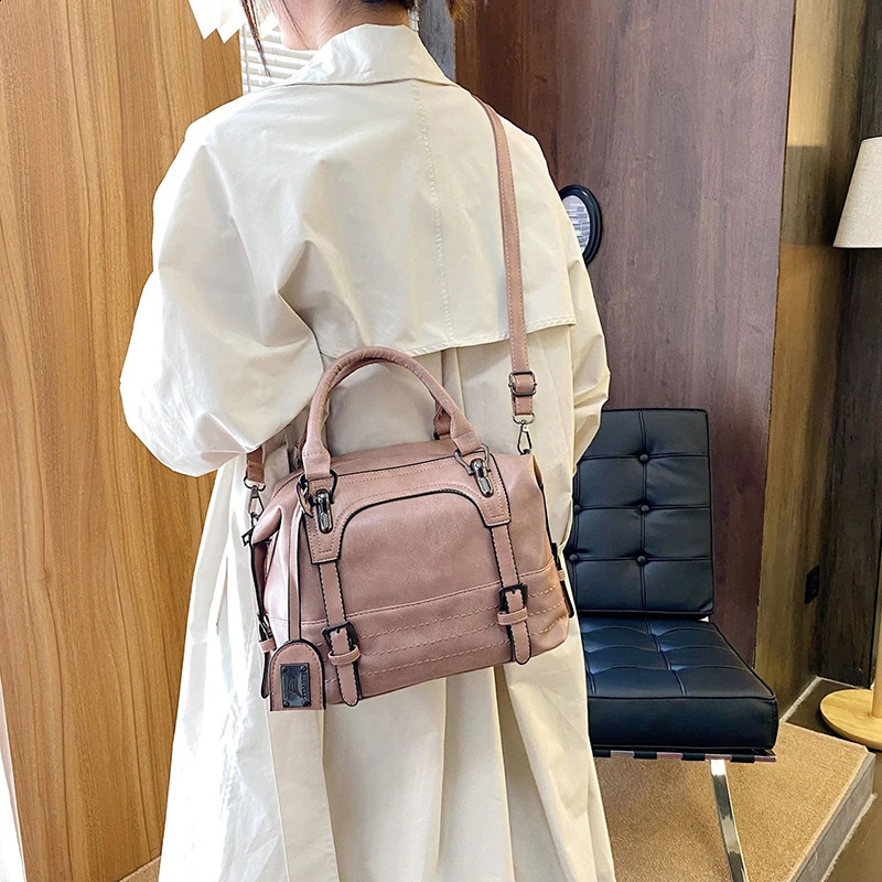 PU Leather Ladies Boston Shoulder Bags y Women Tote Handbags High Quality Female Top Handle Messenger Crossbody Bags 250528