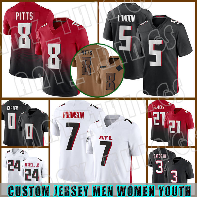 Drake London Kyle Pitts Football Jerseys Kirk Cousins Robinson Atlantaes Falcones Lorenzo Carter Michael Penix Jr A.J. Terrell Jessie Bates III Younghoe Koo Bergeron