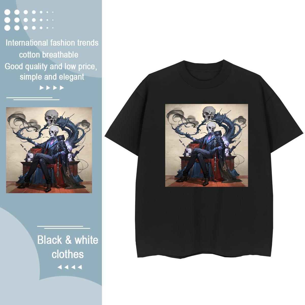 TOP Quality T Shirt For Man 230g Cotton skull Summer Casual DIY Pure Cotton Couples T Shirts Factory Direct Tops Tees