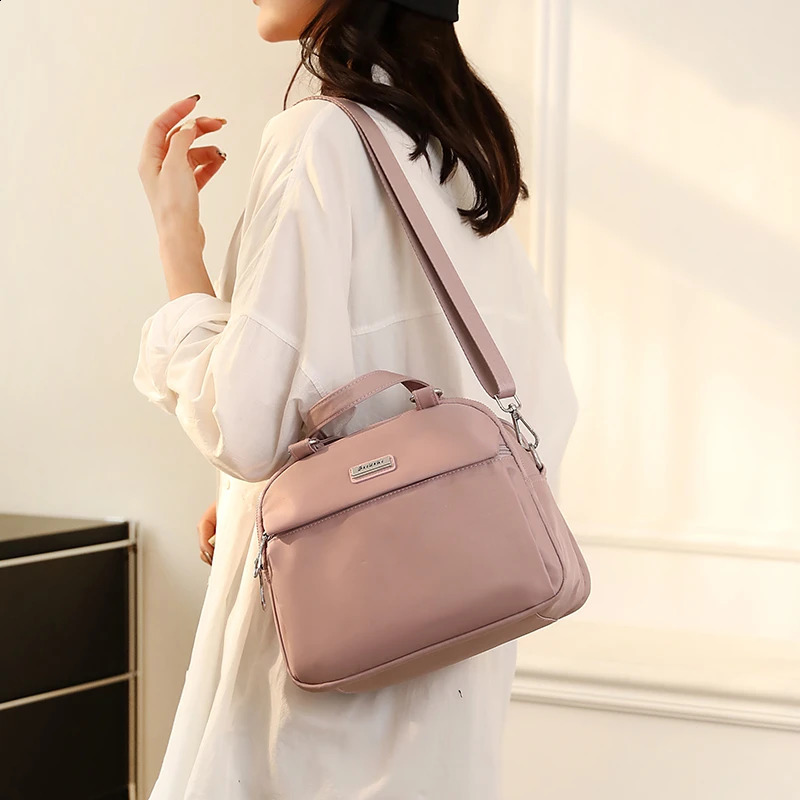 Nylon Zipper Ladies TopHandle Bags Sewing Thread Shoulder for Women Multiple Pockets Bolso Mujer w240817
