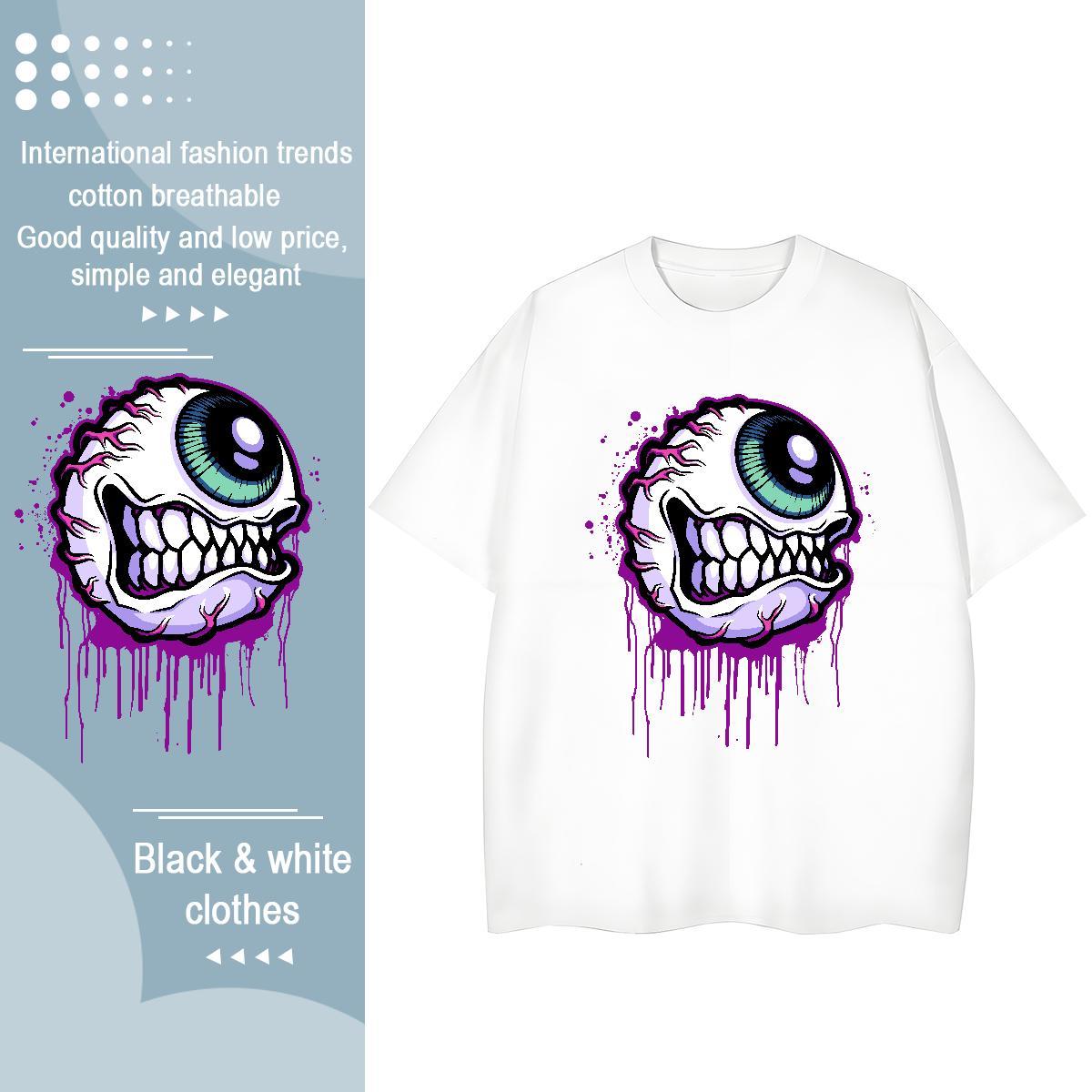 Fashion New Womens T Shirts Breathable Crew Neck 230g Pure Cotton Tshirt for Man Woman DIY Anime Printed ET Casual Beach 5A Clothes
