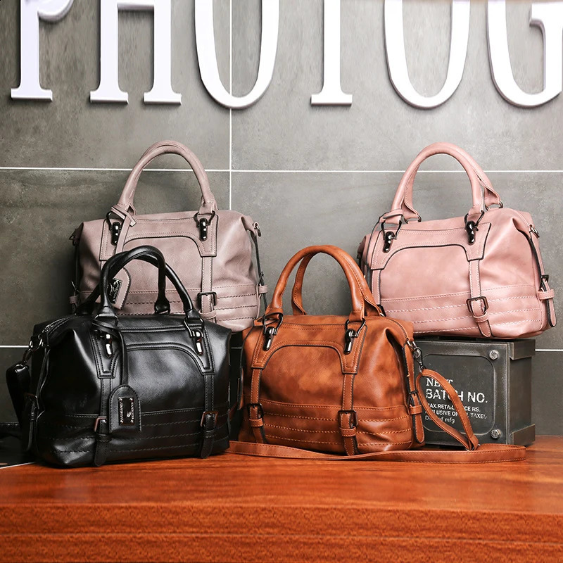 PU Leather Ladies Boston Shoulder Bags y Women Tote Handbags High Quality Female Top Handle Messenger Crossbody Bags 250528