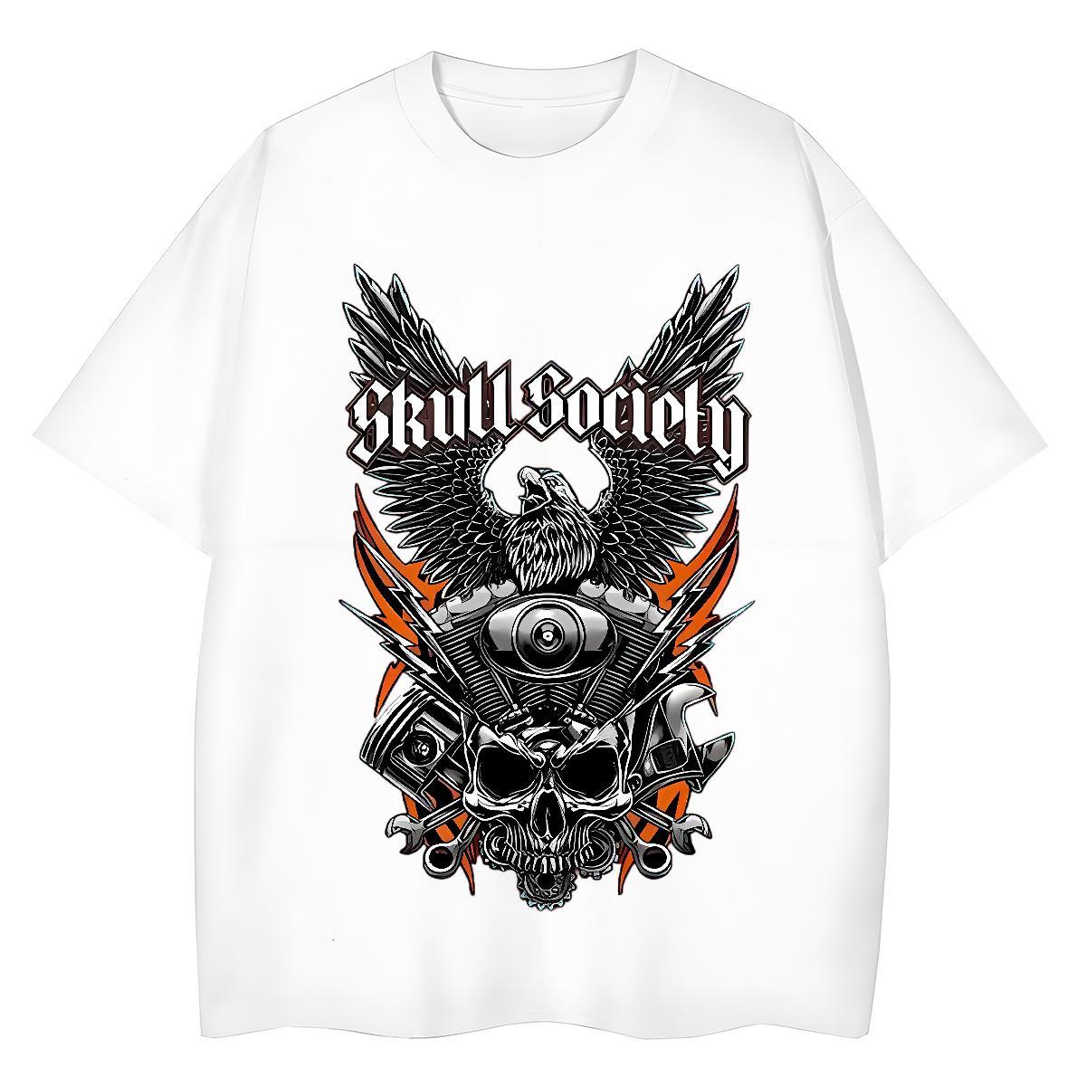 Factory Direct T-Shirts 230g Cotton Crew Neck Breathable Daily Wear skull Lady T shirt Free Shipping Customized Tops Shirt